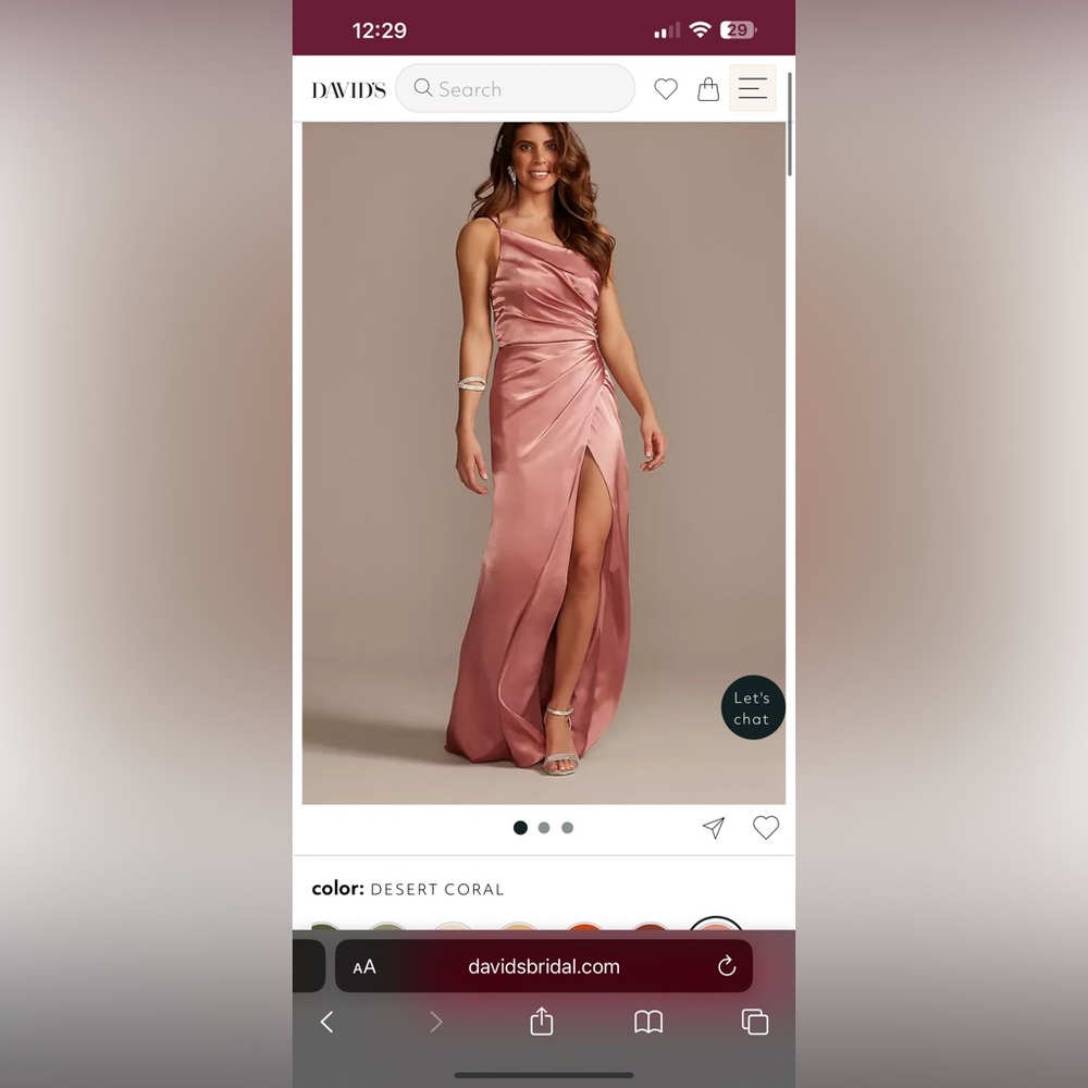 David Bridal GALINA SIGNATURE Charmeuse Draped One-Shoulder Dress size 10 NWT